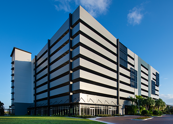 close-up shot of City Center office façade