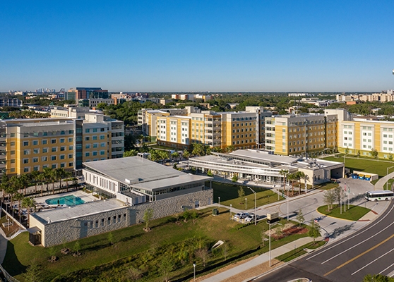 aerial view of USF village
