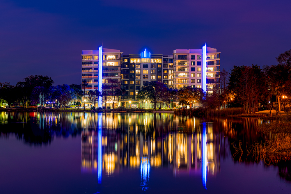 Illuminated shot of Lake House Orlando