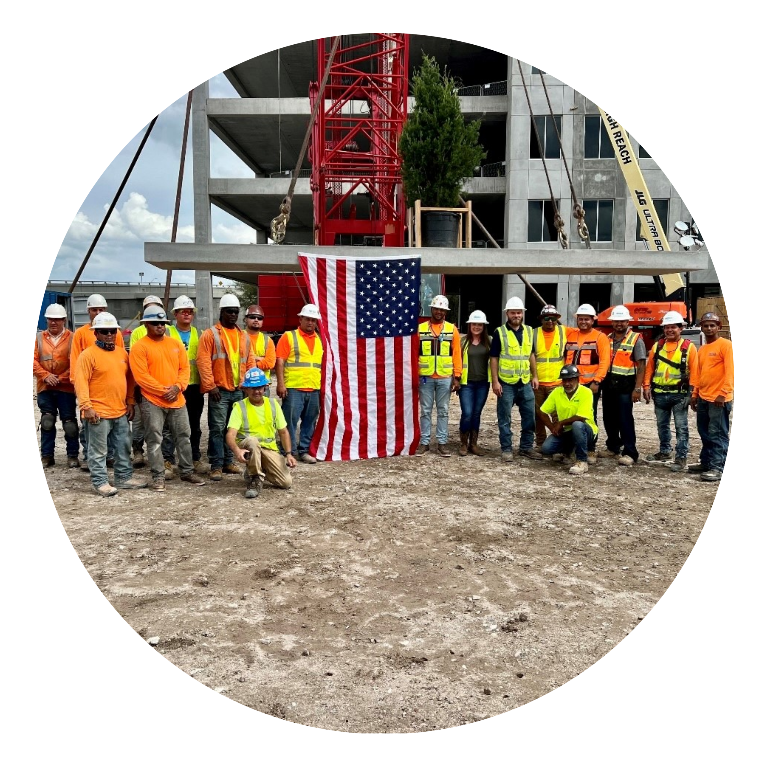 Group photo of crew at City Center Project